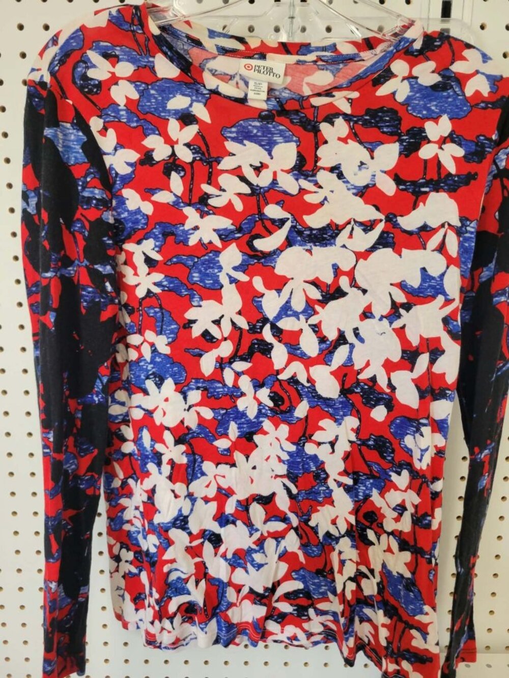 Peter Pilotto For Target Womens Floral Long Sleeve Top Size S/P Red/Blue/White
